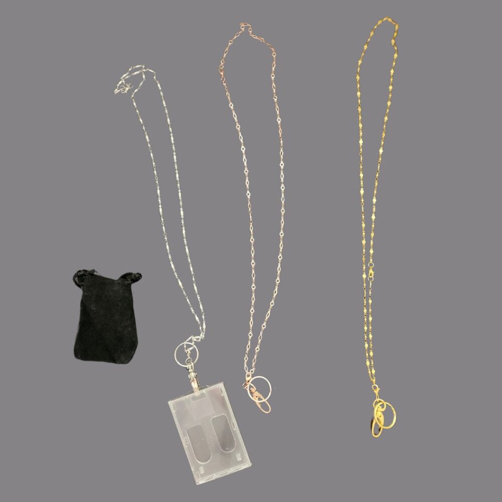3 Pieces Fashion Lanyard Necklaces, Strong Chain Lanyard for ID Badge Holder